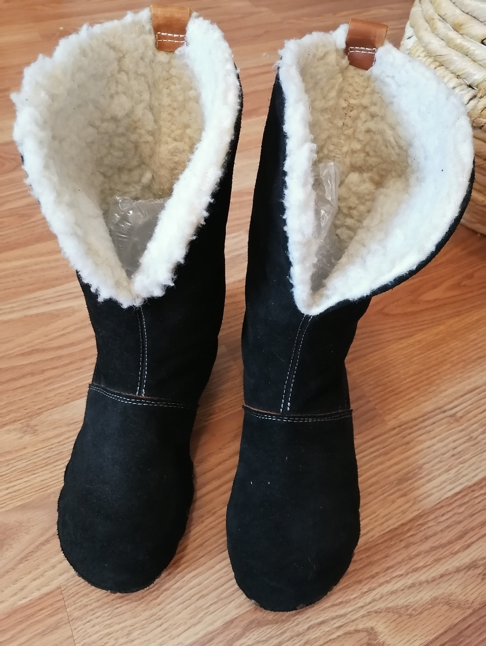 Sanita sherpa & suede boots  with wood sole